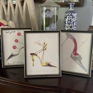 Manolo Blahnik Framed Shoe Art Prints in Red, Pink, Yellow, Black